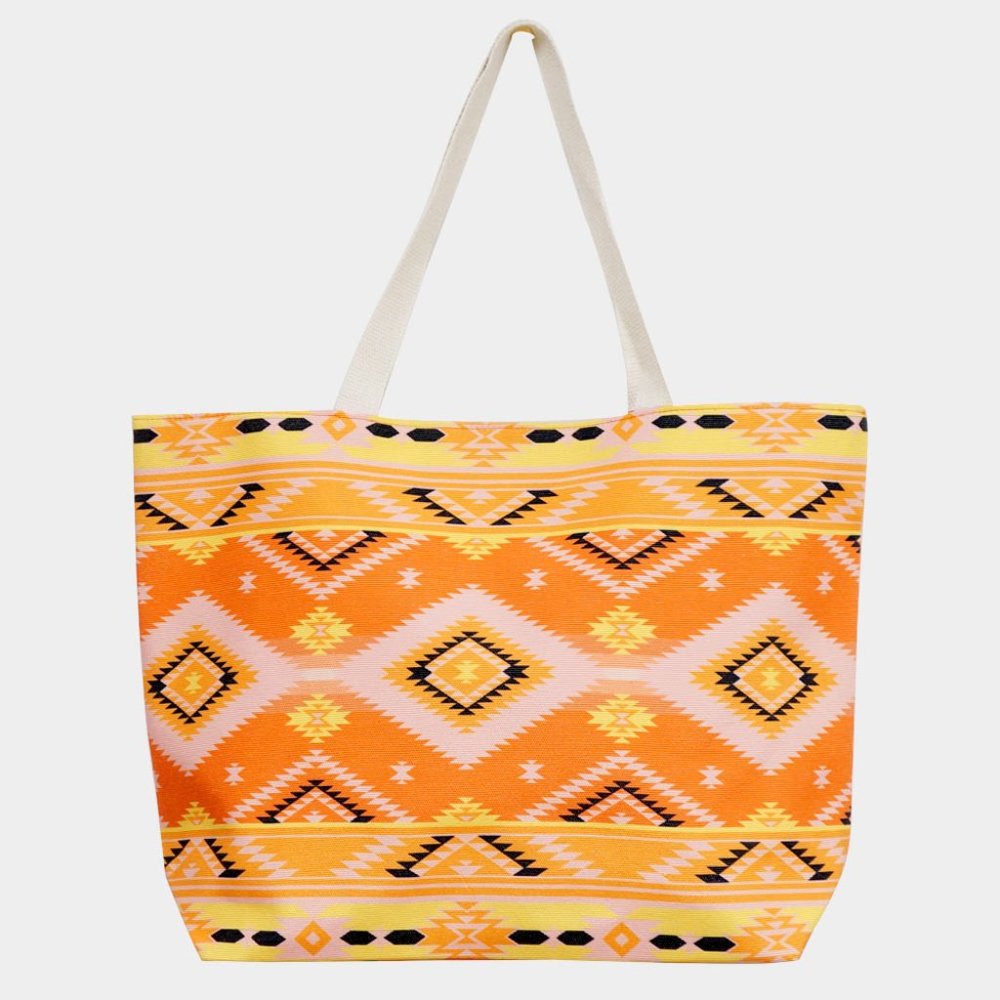Tribal Patterned Beach Tote Bag
